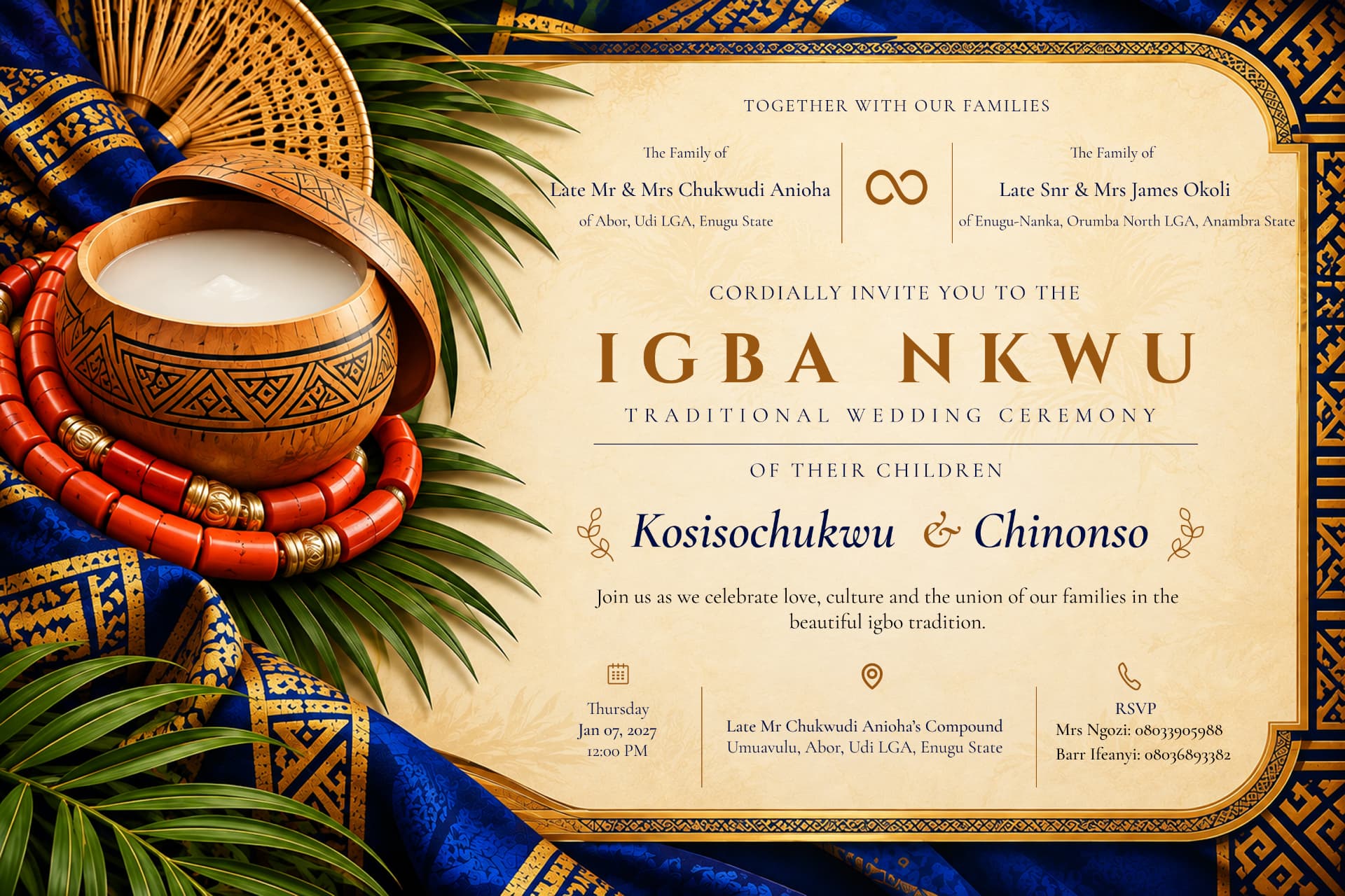 Traditional wedding invitation